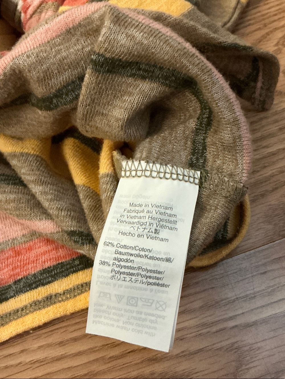 Madewell Striped Tie-Front Short Sleeve Tee in Brown, Yellow & Coral Size Small - Picture 6 of 6